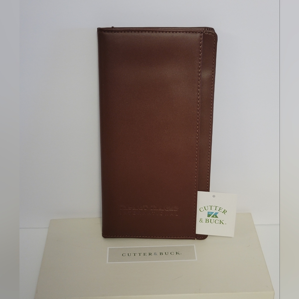 Cutter & Buck Brown Leather Travel Wallet Passport Holder